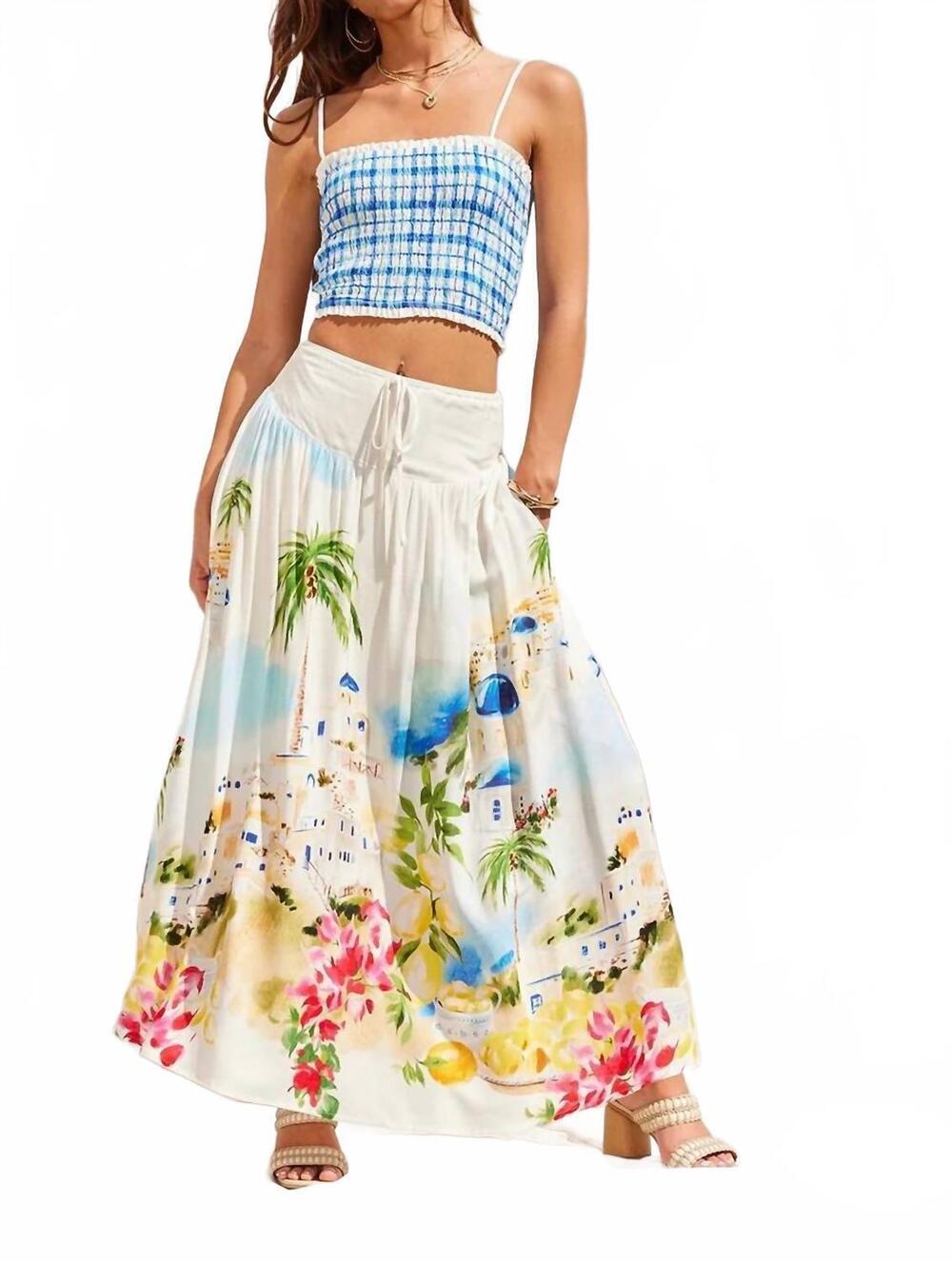 NEW ILLA ILLA women's isle of dreams gingham skirt set in blue